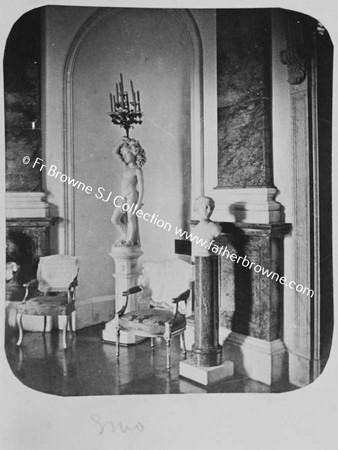 COPIES OF OLD PHOTOS LENT BY LORD CASTLEROSSE  ROUND HALL WITH STATUE OF EVE